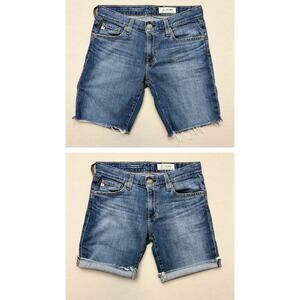 AG Jeans Nikki Bermuda Shorts Low Rise Medium Wash Cutoff Distressed Denim 27